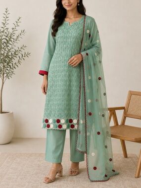 Floral Embroidered Chiffon Shalwar Kameez